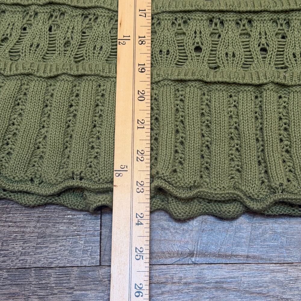LOFT Textured Pointelle Sweater Tank Top Olive Green Crochet Knit size Medium - Picture 5 of 7